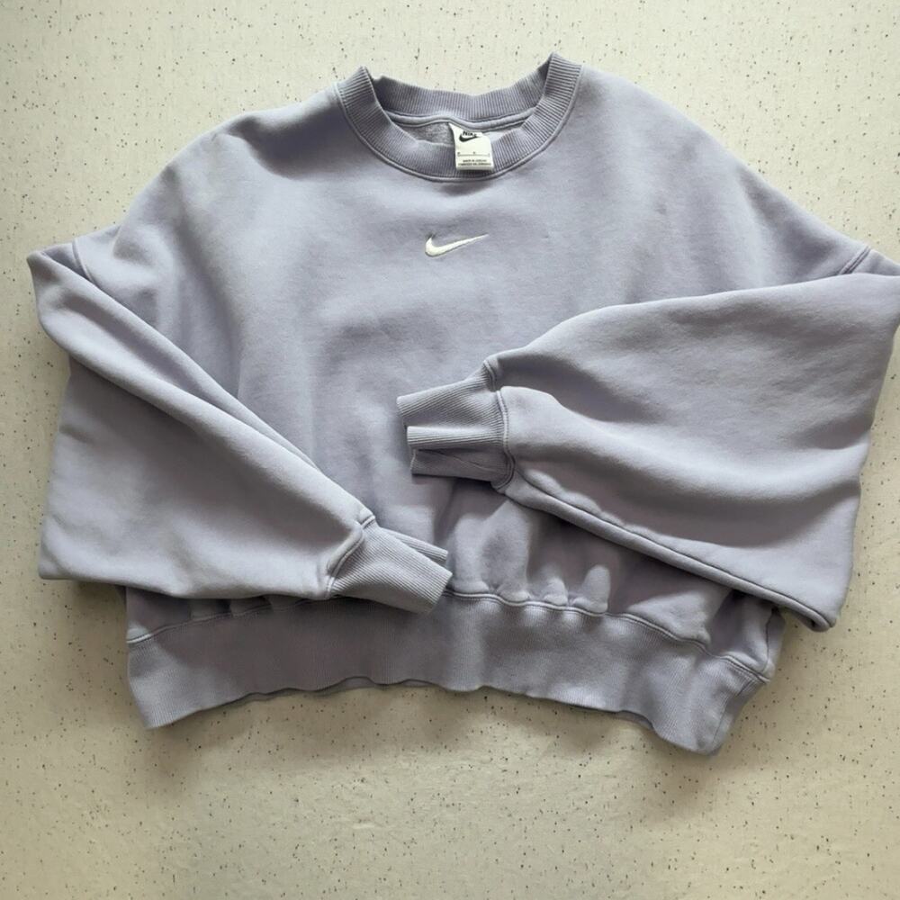 Nike Sportswear Phoenix Fleece Oversized Crewneck Sweatshirt Lavender Purple M - Picture 4 of 4